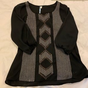 Black Blouse with Beaded Embellishments